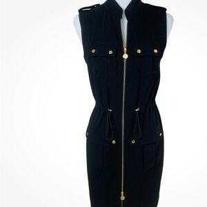 Calvin Klein Collection navy blue Dress with Gold Details